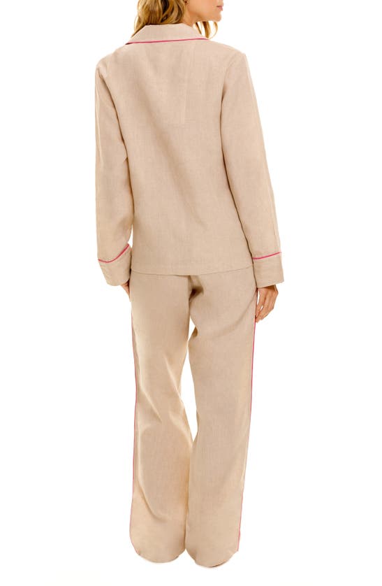 Shop The Lazy Poet Emma Linen Pajamas In Oatmeal Linen