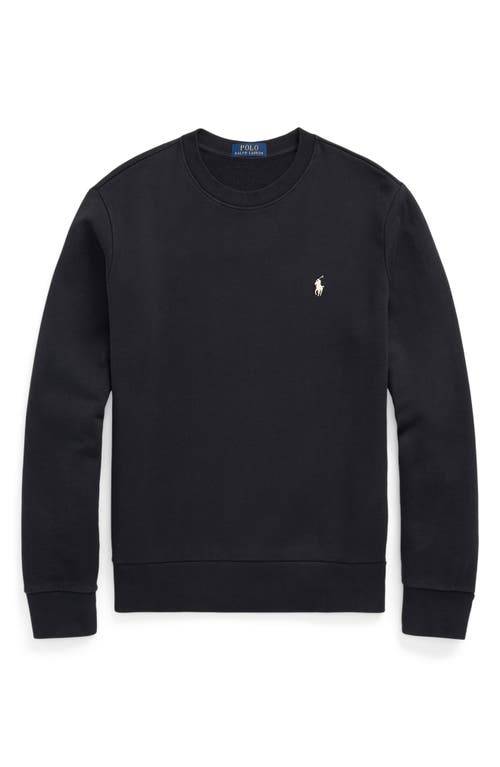 Shop Polo Ralph Lauren Embroidered Logo Cotton French Terry Sweatshirt In Polo Black