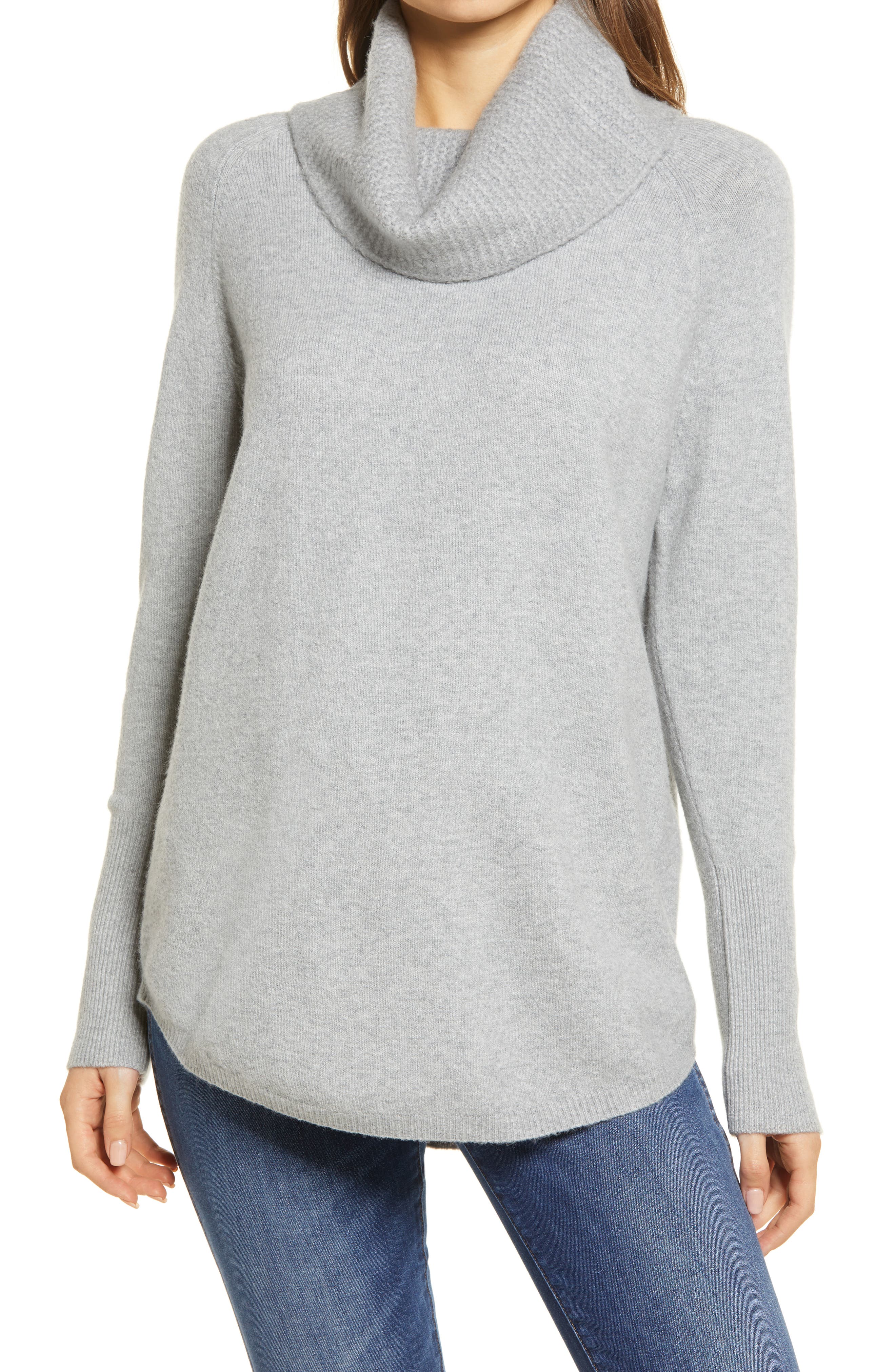 grey cowl neck sweater