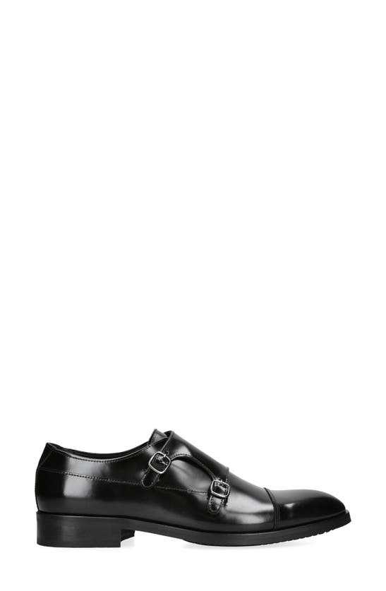 Kurt Geiger London Hunter Cap Toe Double Monk Strap Shoe In Black
