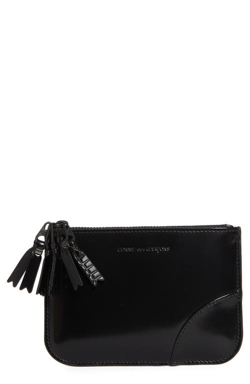 Shop Comme Des Garçons Wallets Small Zipper Medley Leather Pouch In Black