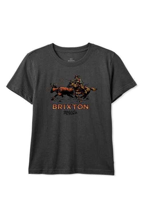 Brixton Wrangling Cotton Graphic T-shirt In Washed Black