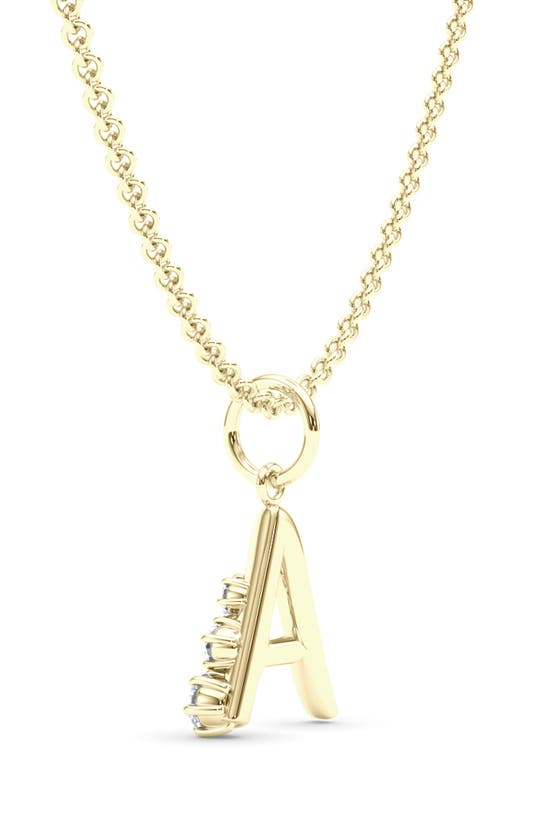 Hautecarat Graduated Lab-created Diamond Initial Letter Pendant Necklace In A - 18k Yellow Gold