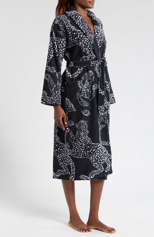 Shop Desmond & Dempsey Print Terry Cloth Robe In Navy