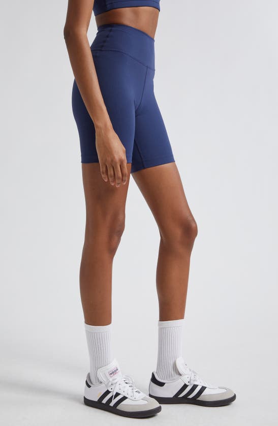 Shop Sporty And Rich Sporty & Rich Serif Logo Bike Shorts In Navy