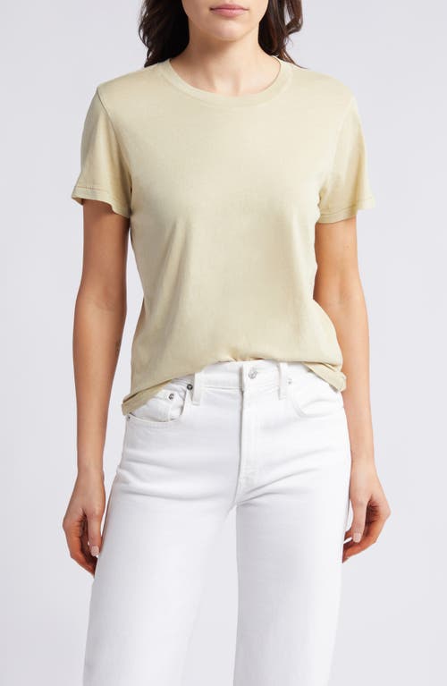 Relaxed Crewneck Cotton T-Shirt in Beige Khaki