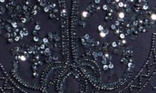 Pisarro Nights Beaded Mesh Midi Cocktail Dress In Deep Slate