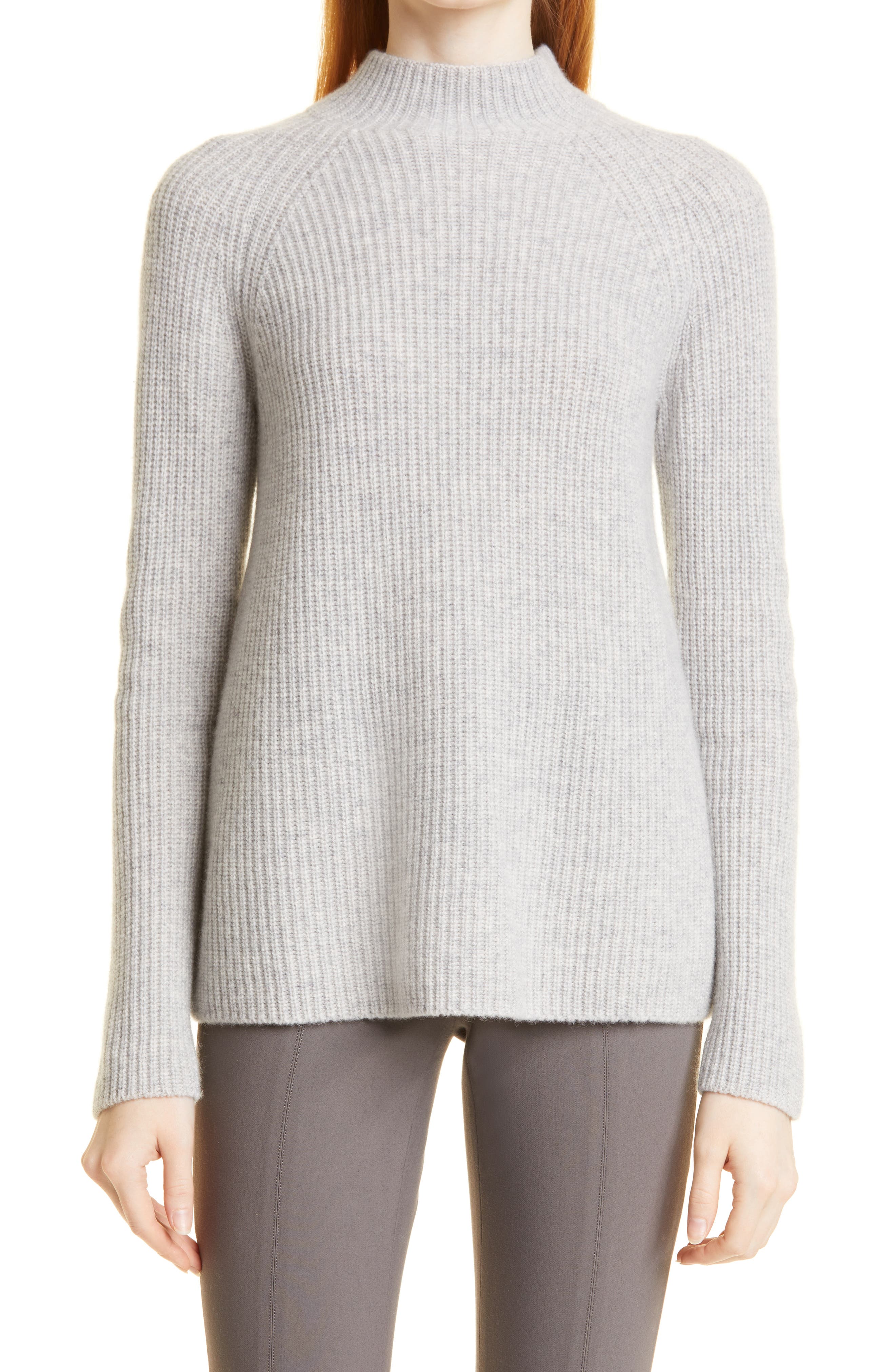 Vince Ribbed Mock Neck Cashmere Sweater 