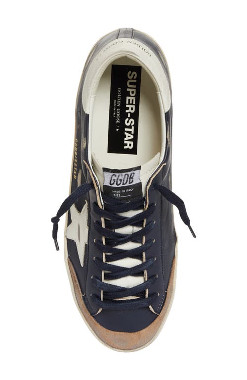 Shop Golden Goose Super-star Low Top Sneaker In Dark Blue/white/tabacco