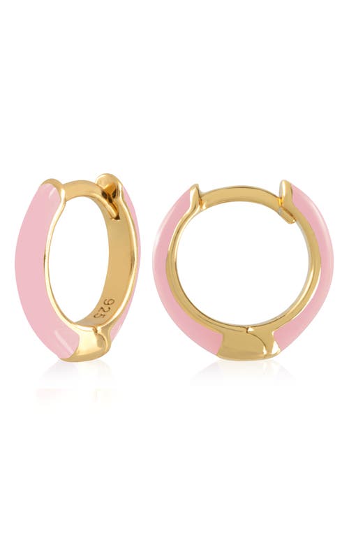 Es Jewelry Enamel Huggie Hoop Earrings In Light Pink Enamel
