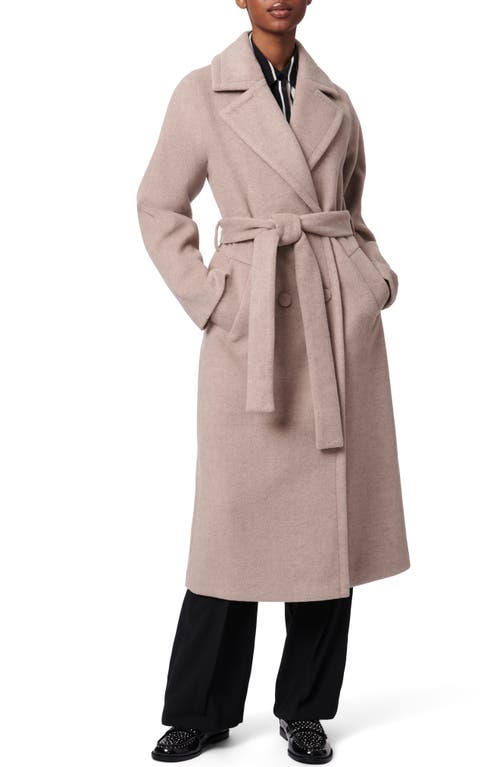 Shop Bernardo Double Breasted Belted Coat In Heather Taupe