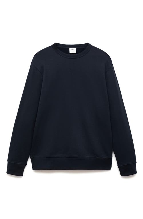 Shop Mango Cotton Blend Sweatshirt In Dark Navy