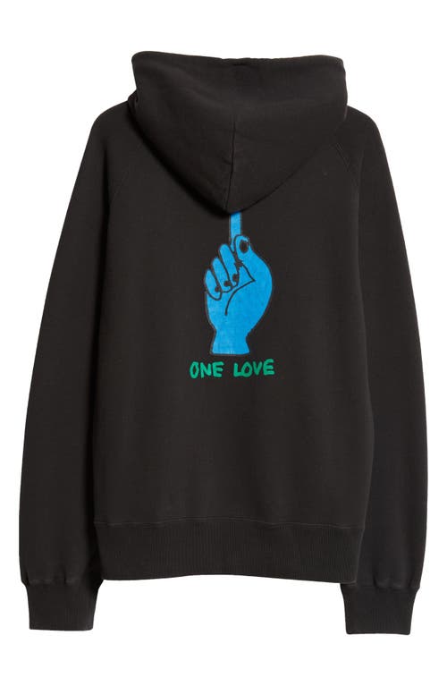 Shop Sacai Mark Gonzales One Love Graphic Hoodie In Black