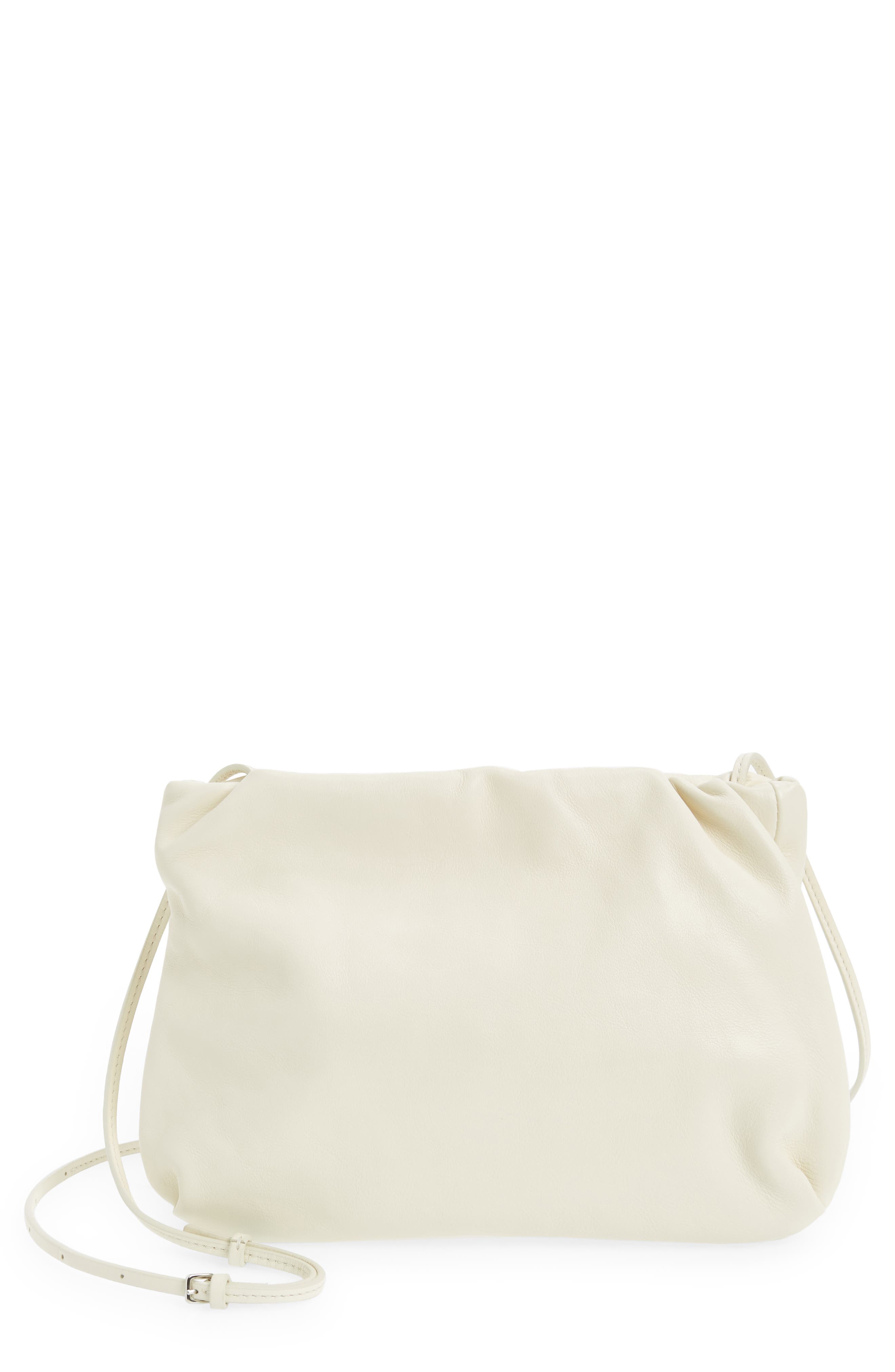 The Row Leather Frame Clutch in Ivory