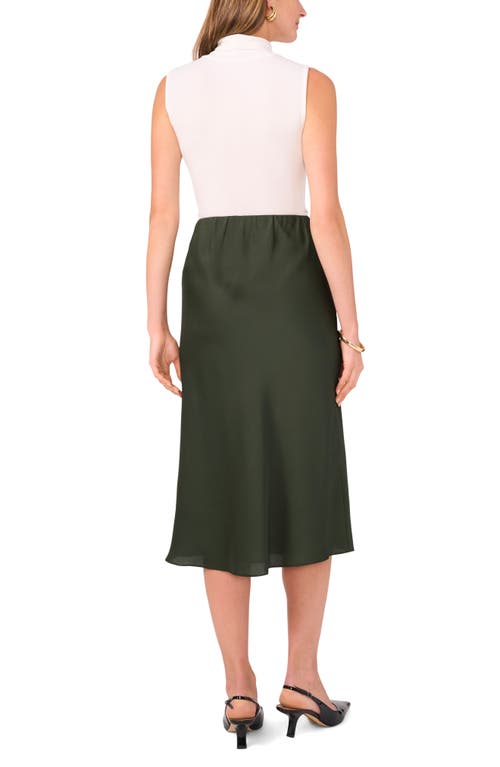 Shop Vince Camuto Satin Bias Cut Skirt In Military Grn