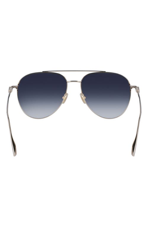 Ferragamo Gancini Evolution 61mm Aviator Sunglasses In Light Gold/blue Gradient
