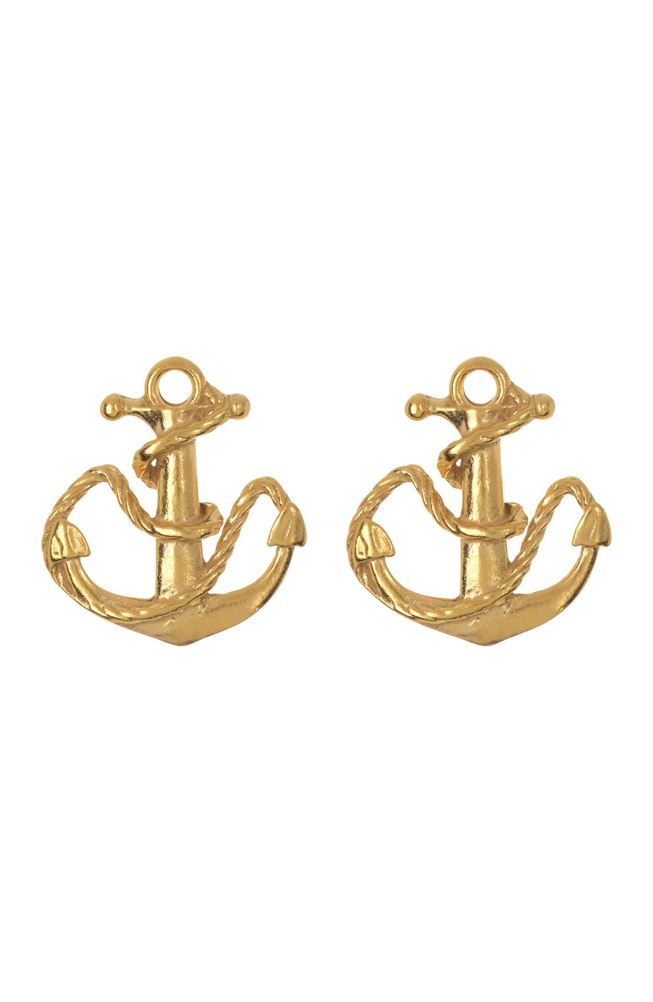 Alex And Ani Anchor Stud Earrings In Gold