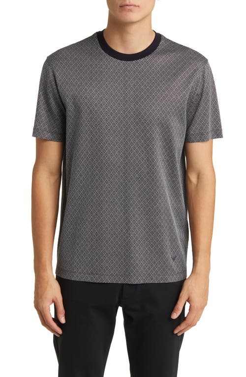 Emporio Armani Geo Print Lyocell Blend T-Shirt Solid Blue Navy at Nordstrom,