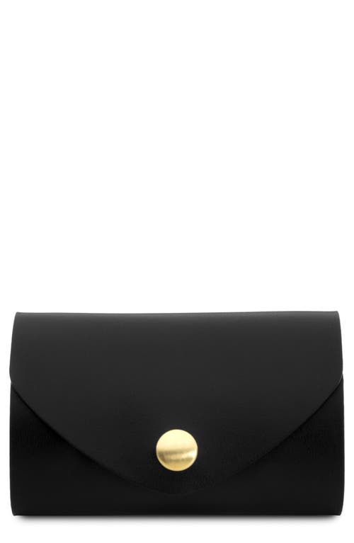 Ezra Arthur Leather Snap Pouch in Jet Top Stitch