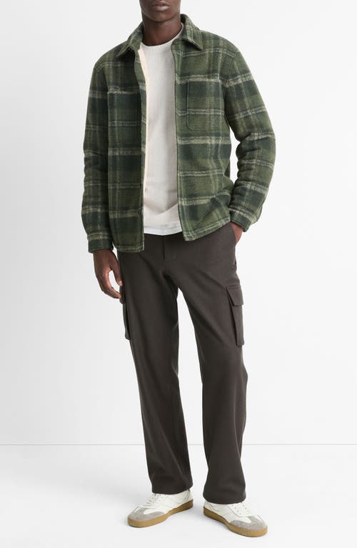 Shop Vince Plaid Fleece Lined Shirt Jacket In Night Moss Combo