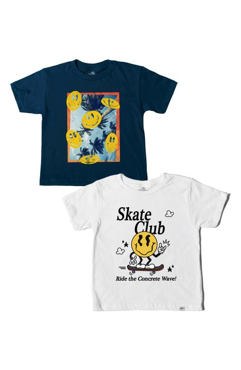 Kids' 2-Pack Smiley Palm Skate Graphic T-Shirts (Big Kid)