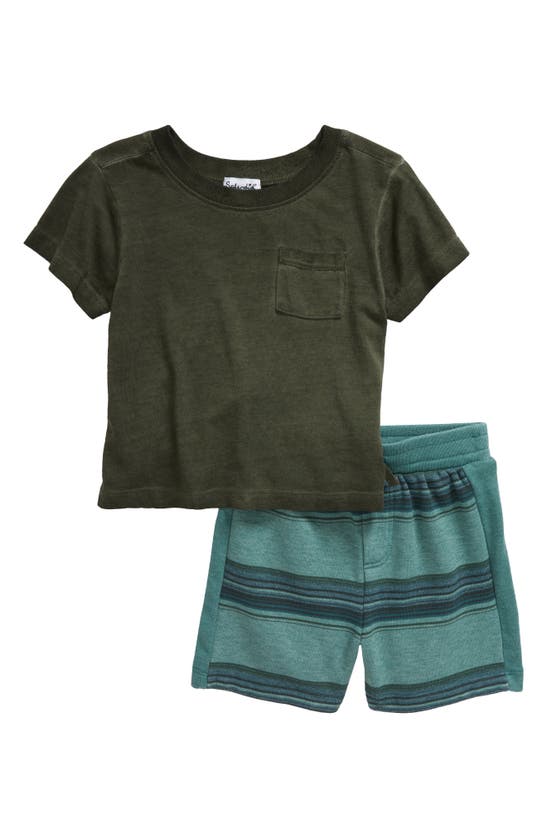 Shop Splendid Wind & Sky Pocket T-shirt & Shorts Set In Olive Brown