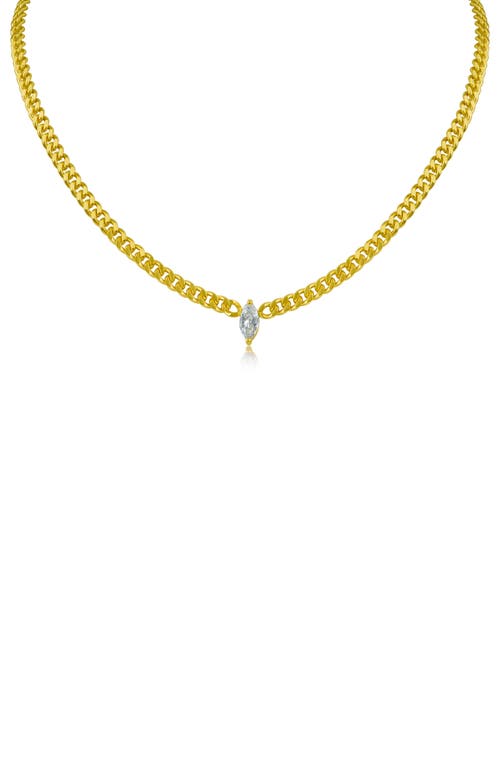 Shop Cz By Kenneth Jay Lane Dainty Cz Curb Chain Necklace In Clear/gold