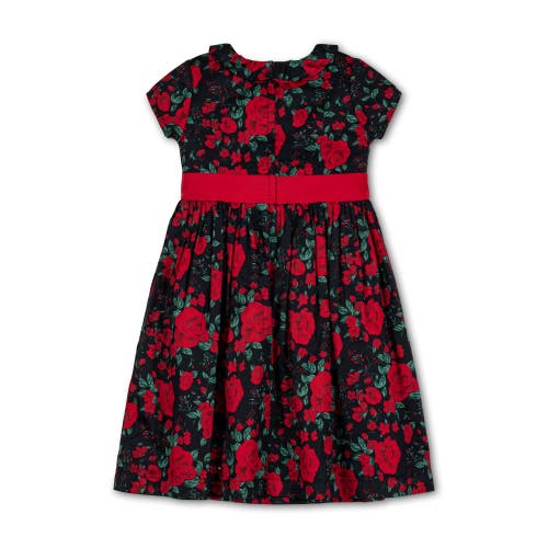 Shop Hope & Henry Baby Girls' Organic Ruffle Collar Party Dress, Infant In Black Holiday Rose