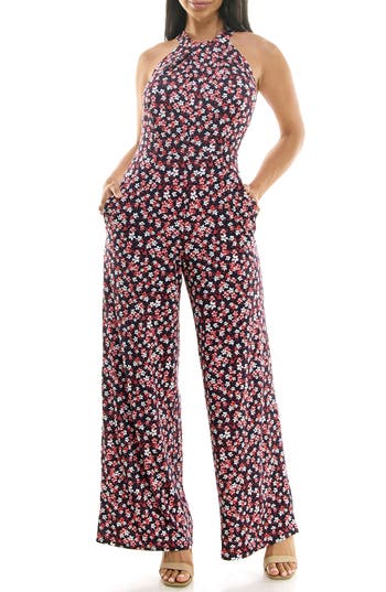 NINA LEONARD NINA LEONARD TWISTED HALTER NECK JUMPSUIT