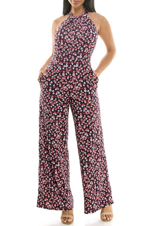 NINA LEONARD NINA LEONARD TWISTED HALTER NECK JUMPSUIT 