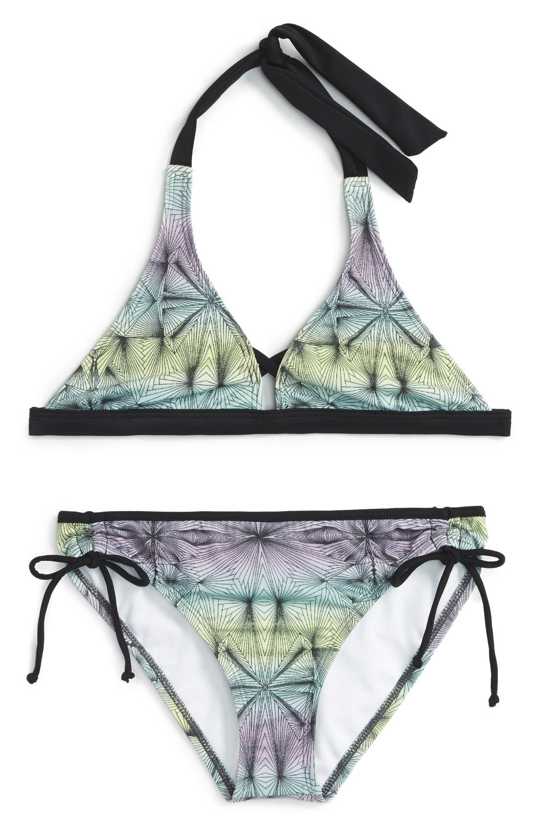 Hurley 'Fine Line' TwoPiece Halter Swimsuit (Big Girls) Nordstrom