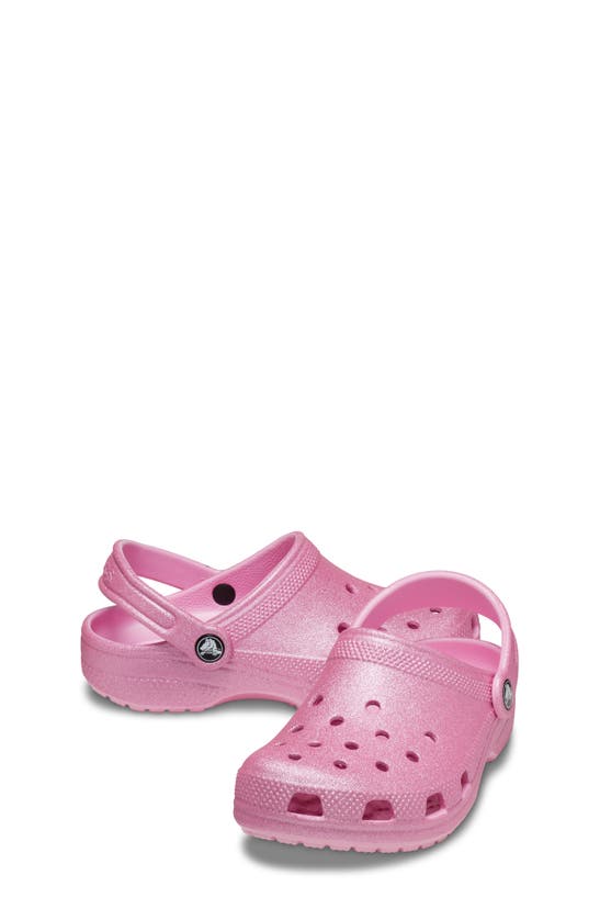 Shop Crocs Kids' Classic Glitter Clog In Pink Tweed Glitter