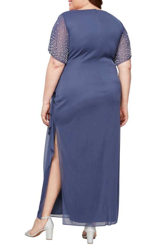 Shop Alex Evenings Rhinestone Sleeve Chiffon Gown In Violet