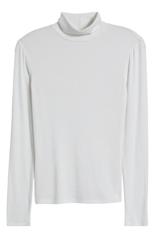 Frame Rib Knit Turtleneck Top In White