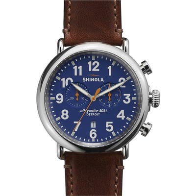Shinola The Runwell Chrono Leather Strap Watch, 47mm