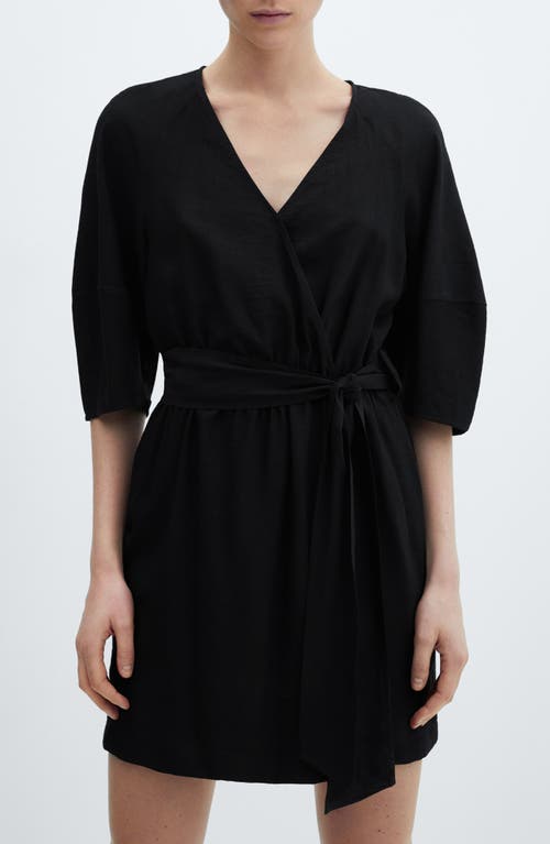 Shop Mango Wally Tie Belt A-line Minidress In Black