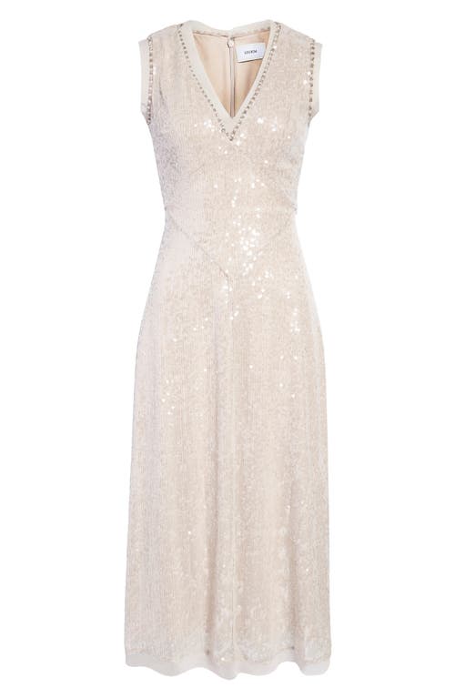 Erdem Denise Crystal Embellished Sequin Sleeveless Midi Dress in Ice Pink