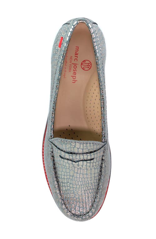 Shop Marc Joseph New York East Village Penny Loafer In Metallic Pewter Gator