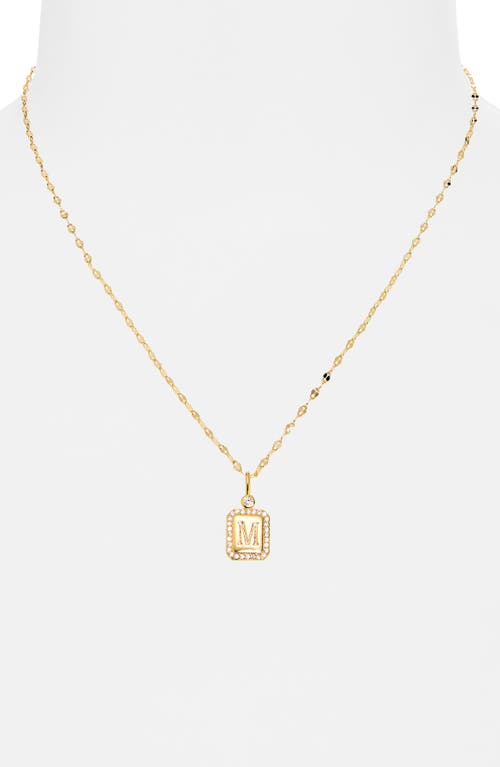 Leith Initial Pendant Necklace In M- Clear- Gold