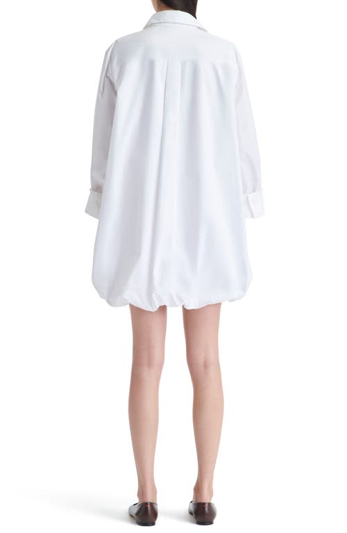 Shop Twp Lunch At Loulou Long Sleeve Bubble Hem Mini Shirtdress In White