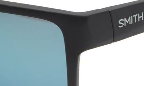 Smith Emerge 60mm Polarized Rectangle Sunglasses In Matte Black/blue Mirror