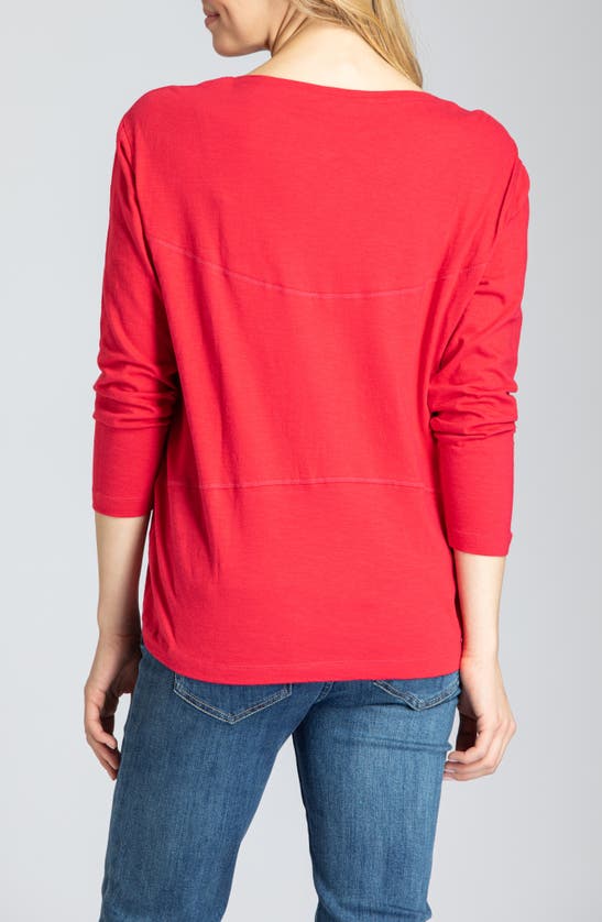 Apny Relaxed Fit Long Sleeve Cotton T-shirt In Red
