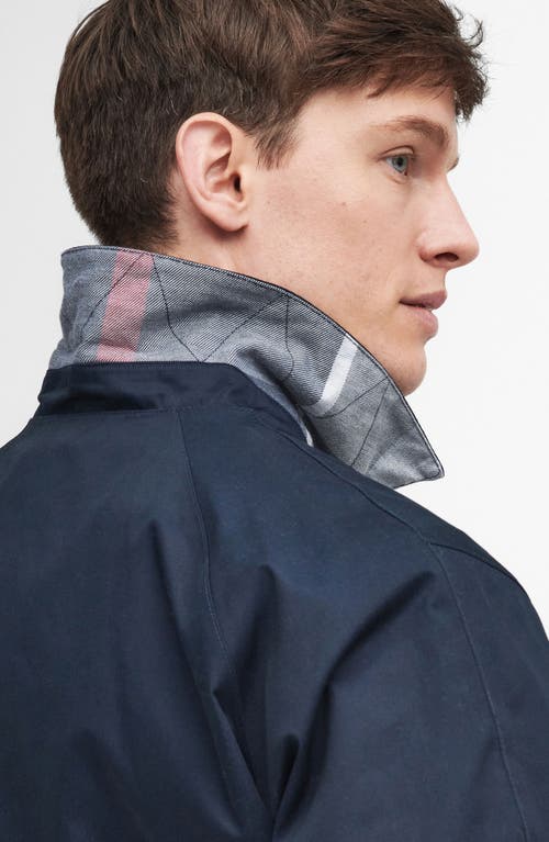 Shop Barbour Lorden Waterproof Mac Jacket In Navy/blue Granite Tartan