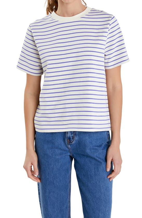 English Factory Striped Cotton Jersey Short Sleeve T-shirt In Purple
