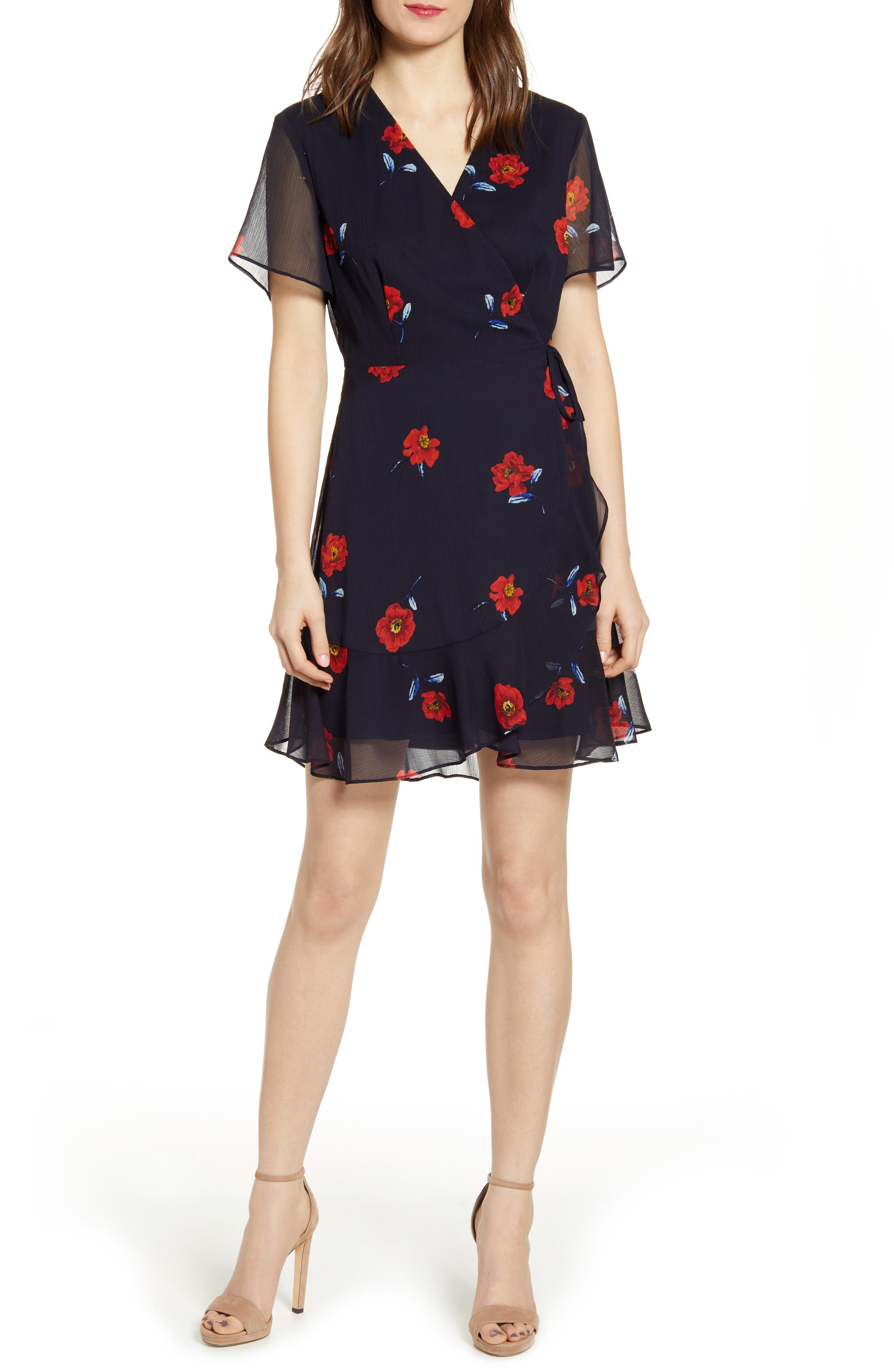 All In Favor Isabella Wrap Dress, Blue