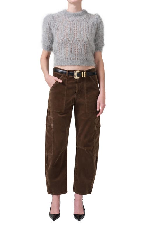 Shop Citizens Of Humanity Marcelle Low Rise Barrel Corduroy Cargo Pants In Costes/dark Green