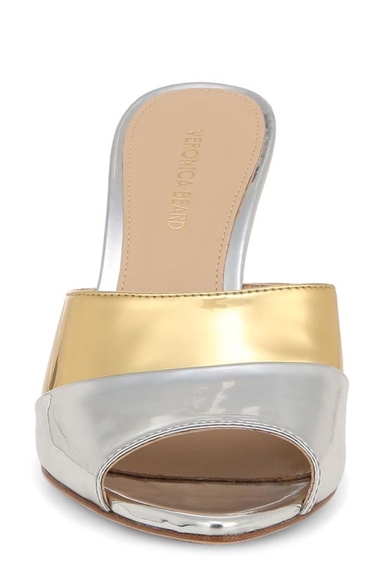 Shop Veronica Beard Thora Pointed Toe Slide Sandal In Silver/ Gold