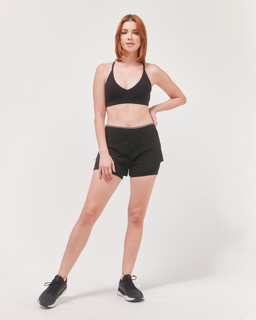 Rebody Active Uplift V Neck Sports Bralette In Metropolis Black