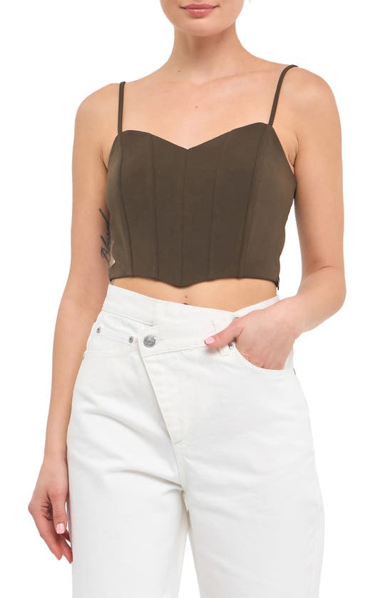 Endless Rose Bustier Crop Top In Army Green