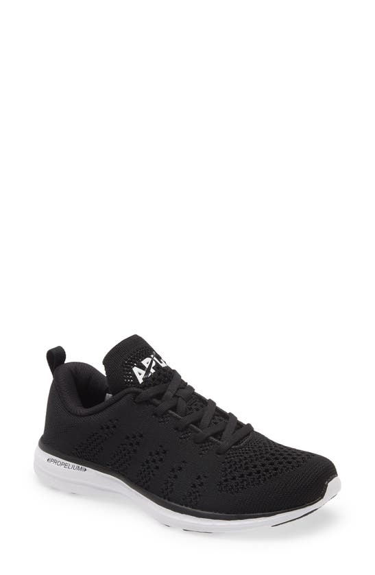 Apl Athletic Propulsion Labs Techloom Pro Knit Running Shoe In Blk/wht/blk